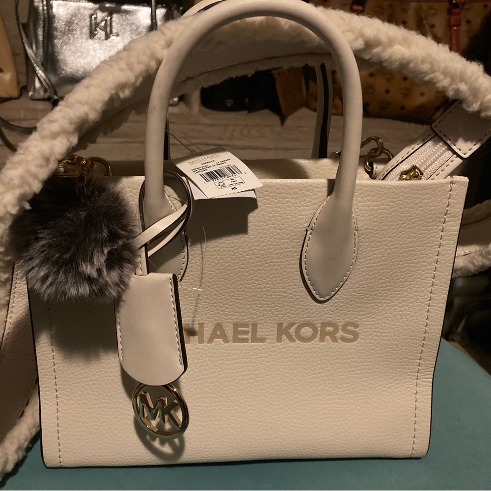 Michael Kors White Sherpa Shoulder Bag NWT